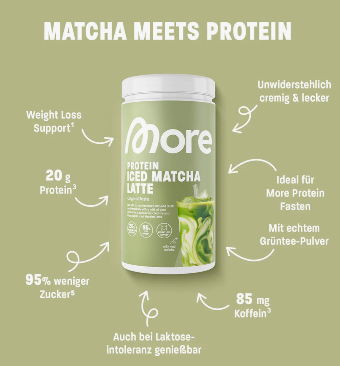 More Nutrition Protein Iced MATCHA LATTE 300g Dose